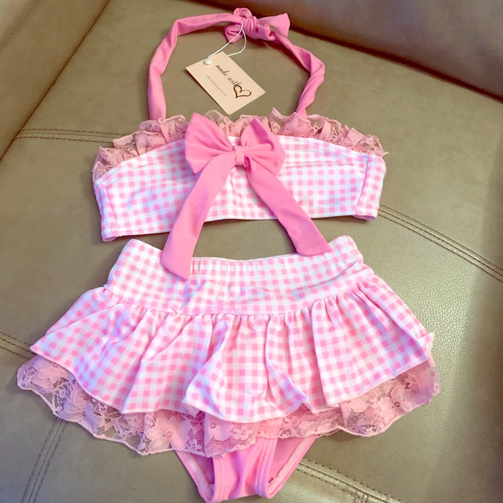 Pink and White Mia Belle 2pc Tankini NWT